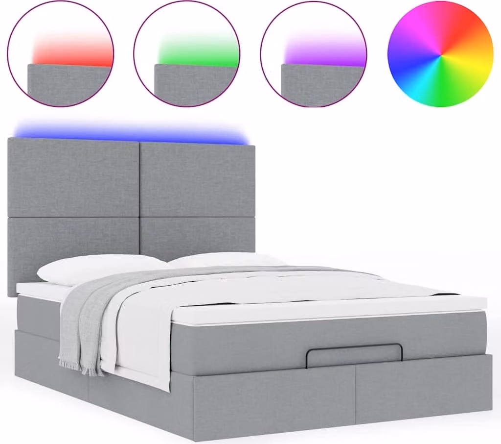 Struttura Letto Pouf con Materasso 140x190 cm in Tessuto