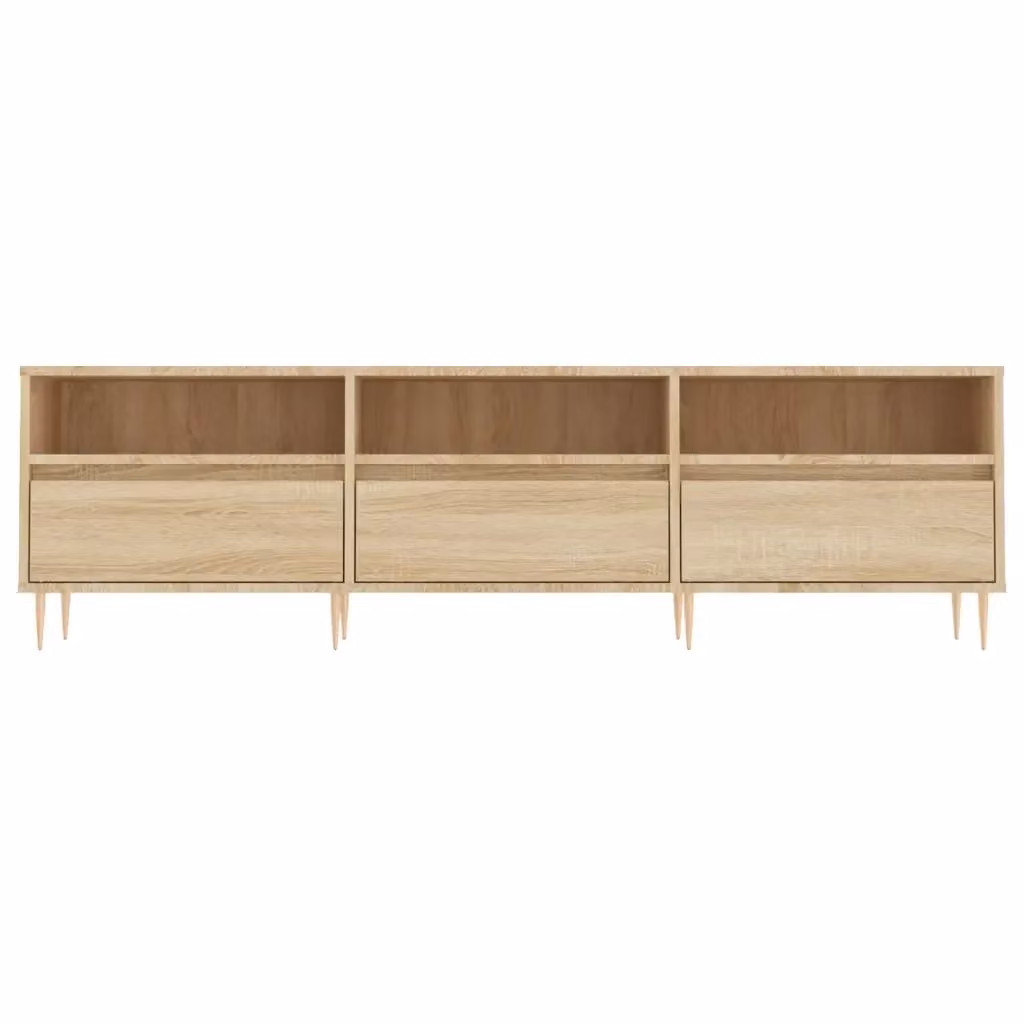 Mobile porta TV moderno HELLOSHOP26 in legno di rovere color marrone con ampi scomparti per media, L: 150 cm, P: 30 cm, H: 44,5 cm – 2