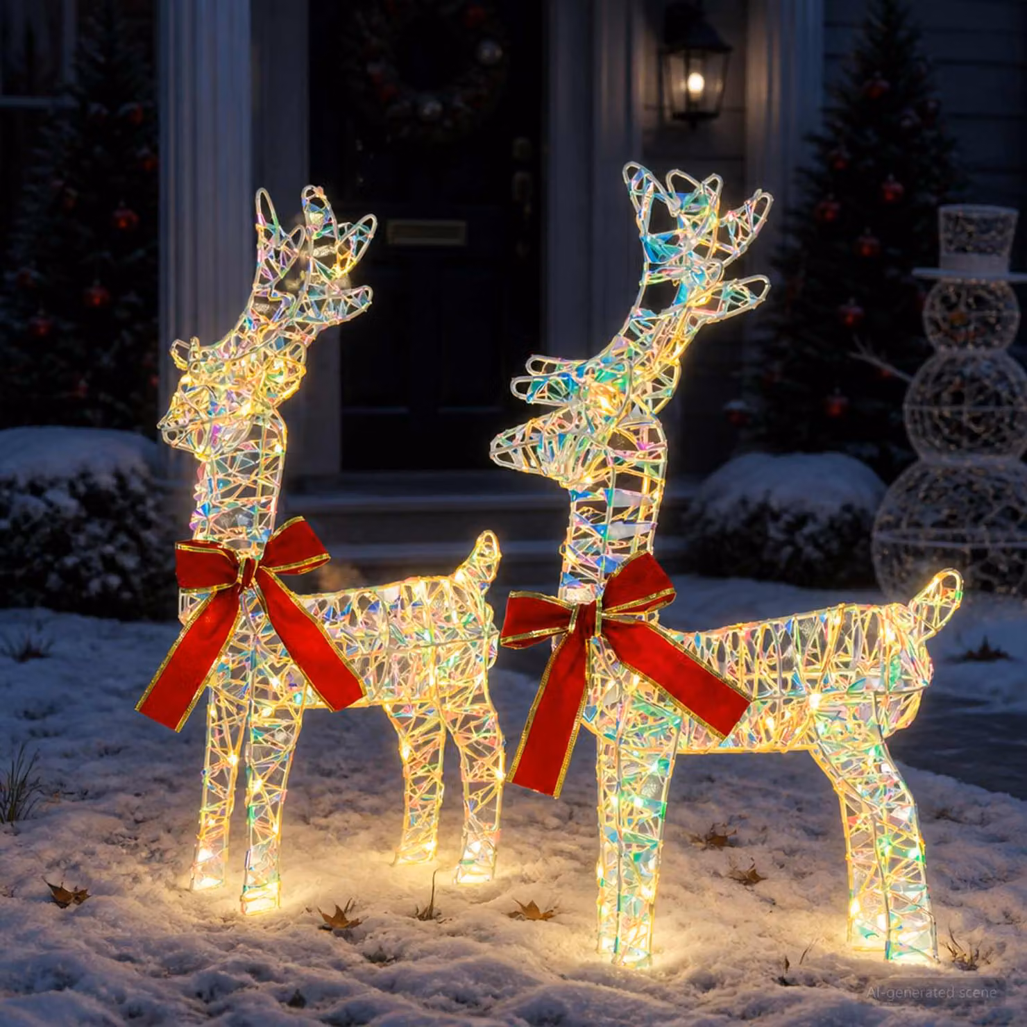 vidaXL Renna di Natale 3D LOVIISA 2 pz 80 LED Bianco caldo