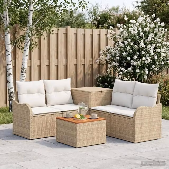 Set di divani 6 pz Beige e Bianco Crema 55 x 55 x 37 cm 3447146