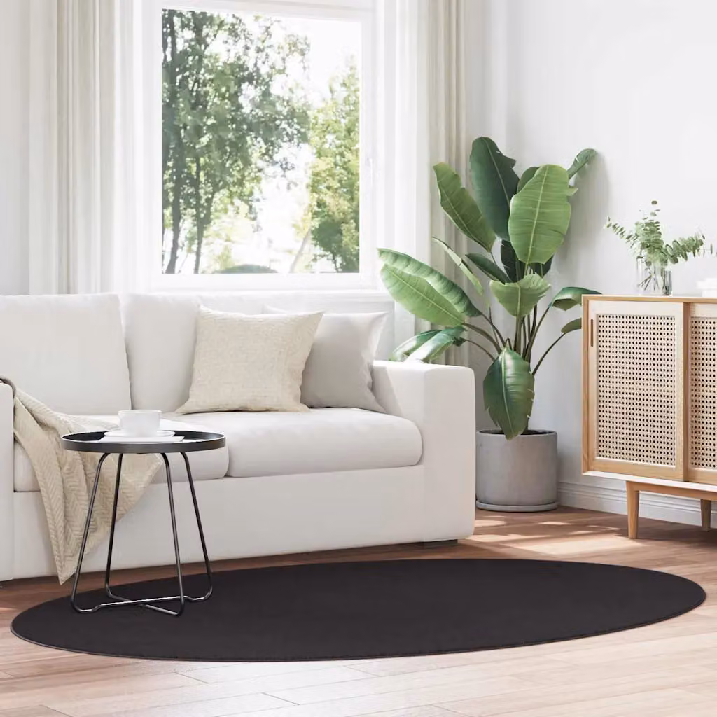 Tappeto moderno vidaXL HUARTE nero in 100% poliestere, lavabile e antiscivolo, L: 140 cm x P: 200 cm