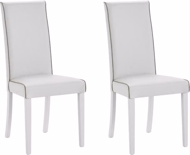 Set di 2 sedie imbottite in ecopelle bianca con dettagli tortora Mobili 2G – 1