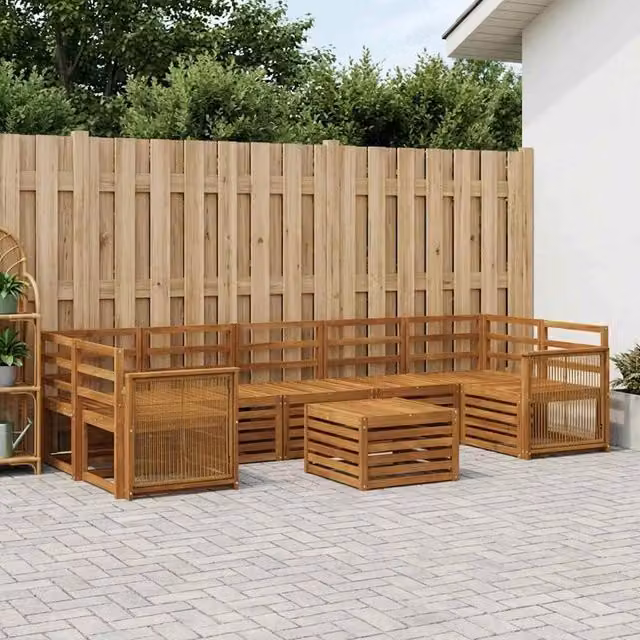 Set di divani da esterno 8 pz Naturale Legno di Acacia Massello 3384145