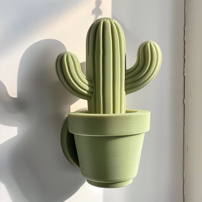 Decorazione da parete a forma di cactus, stampata in 3D – Dimensioni: 10 cm