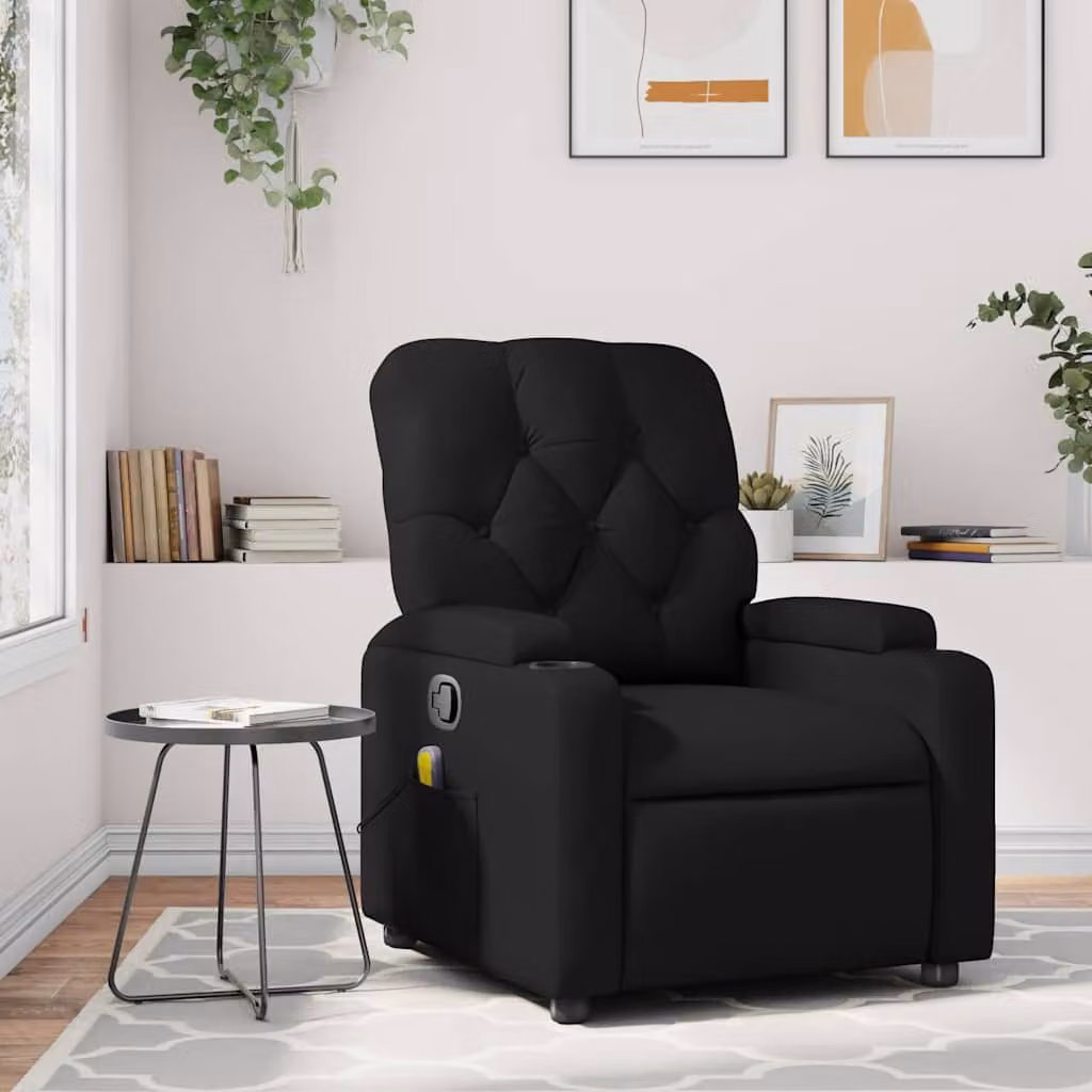 vidaXL Poltrona reclinabile relax in similpelle nera con braccioli