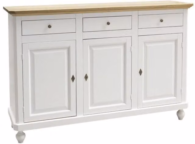 Madia credenza in legno stile shabby chic con 3 porte Mobili 2G L/P/H: 150 x 45 x 98 cm