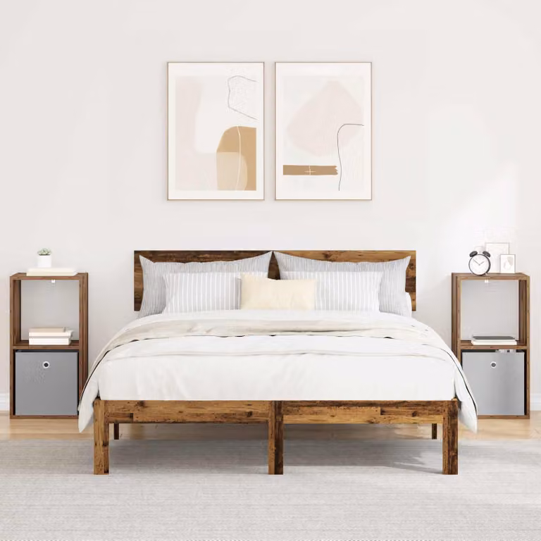 Set di 2 comodini vidaXL in legno effetto vecchio marrone L/P/H: 35 x 32 x 68,5 cm