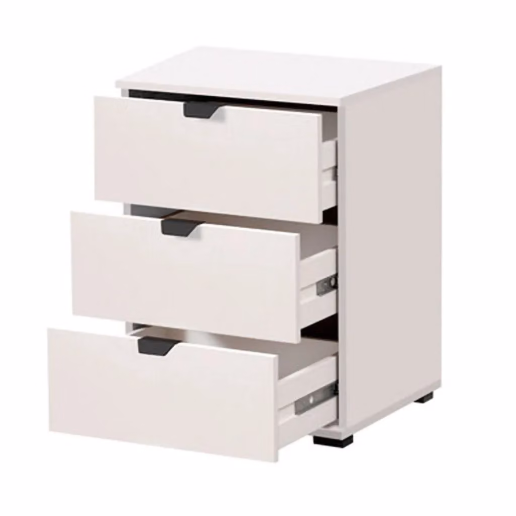 Comodino con un ripiano DMORA moderno in legno e metallo, L: 45 cm, P: 40 cm, H: 63 cm, Bianco opaco – 2