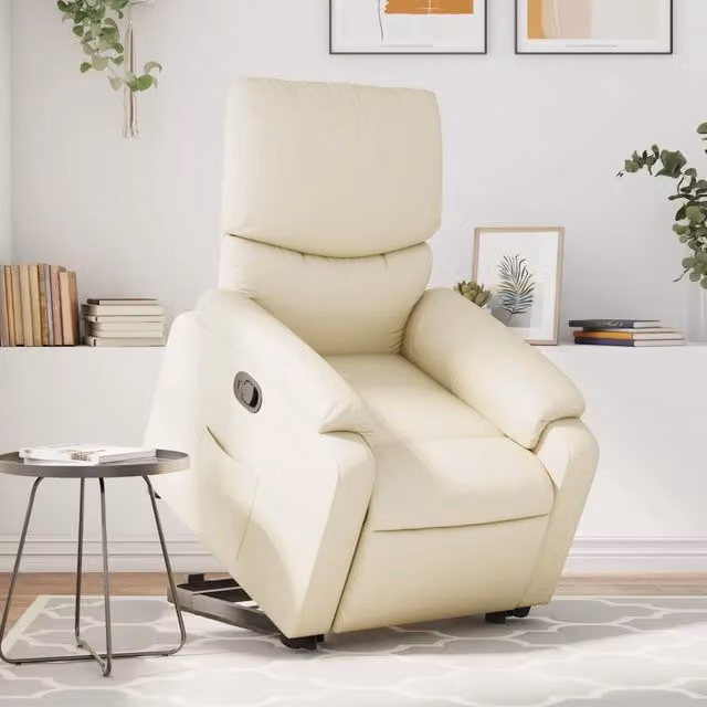Poltrona Alzapersona Reclinabile con Assistenza Elettrica vidaXL in Similpelle Beige