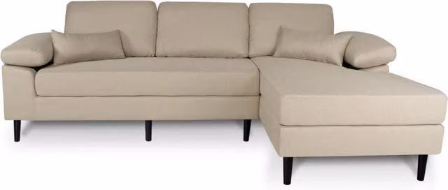 Divano angolare 3 posti con chaise longue destra tessuto beige - Washington - DI-WA11FBC-CLDX
