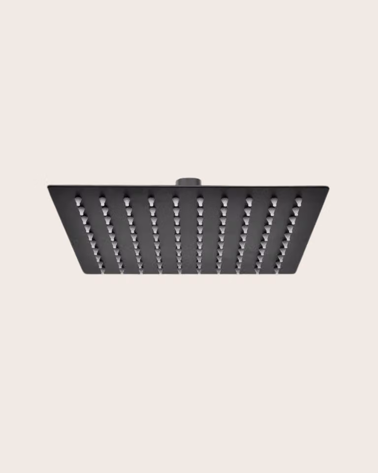 Soffione doccia 40x40 quadrato anticalcare in acciaio nero opaco Platinum
