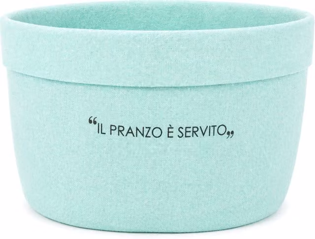 Cestino Kasanova Quotes in feltro verde con scritta, diametro: 16 cm