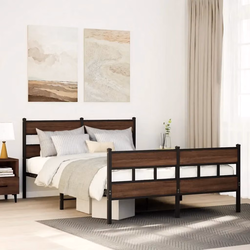 Letto matrimoniale DESIGN IN in metallo e legno marrone con testiera e pediera L/P/H: 146 x 190 x 91.5 cm – 2