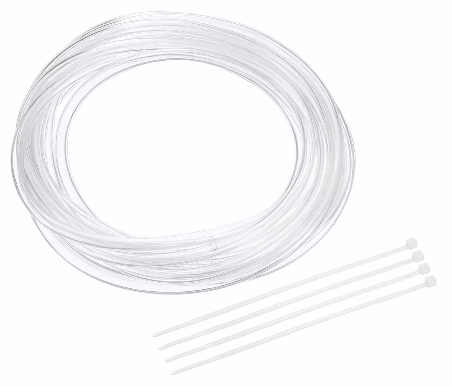 Tubo in PVC, 2x3 mm, 16 metri, trasparente, con fascette stringicavo