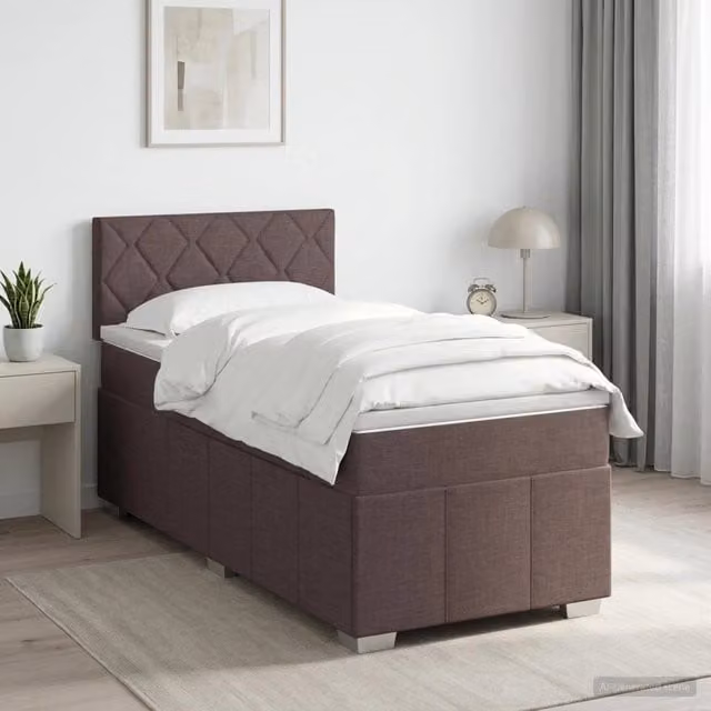 Letto box spring con materasso ibrido vidaXL con base contenitore e porta USB, colore marrone, L/P/H: 90 x 200 x 100,5 cm