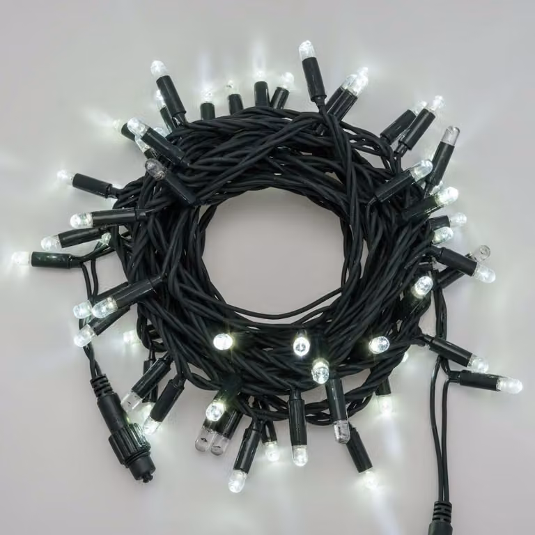 Xmas King: filare luminoso a LED da 10 m con 60 SUPER LED, PROFI a 2 poli, 230 V, per uso esterno, bianco freddo, senza alimentatore