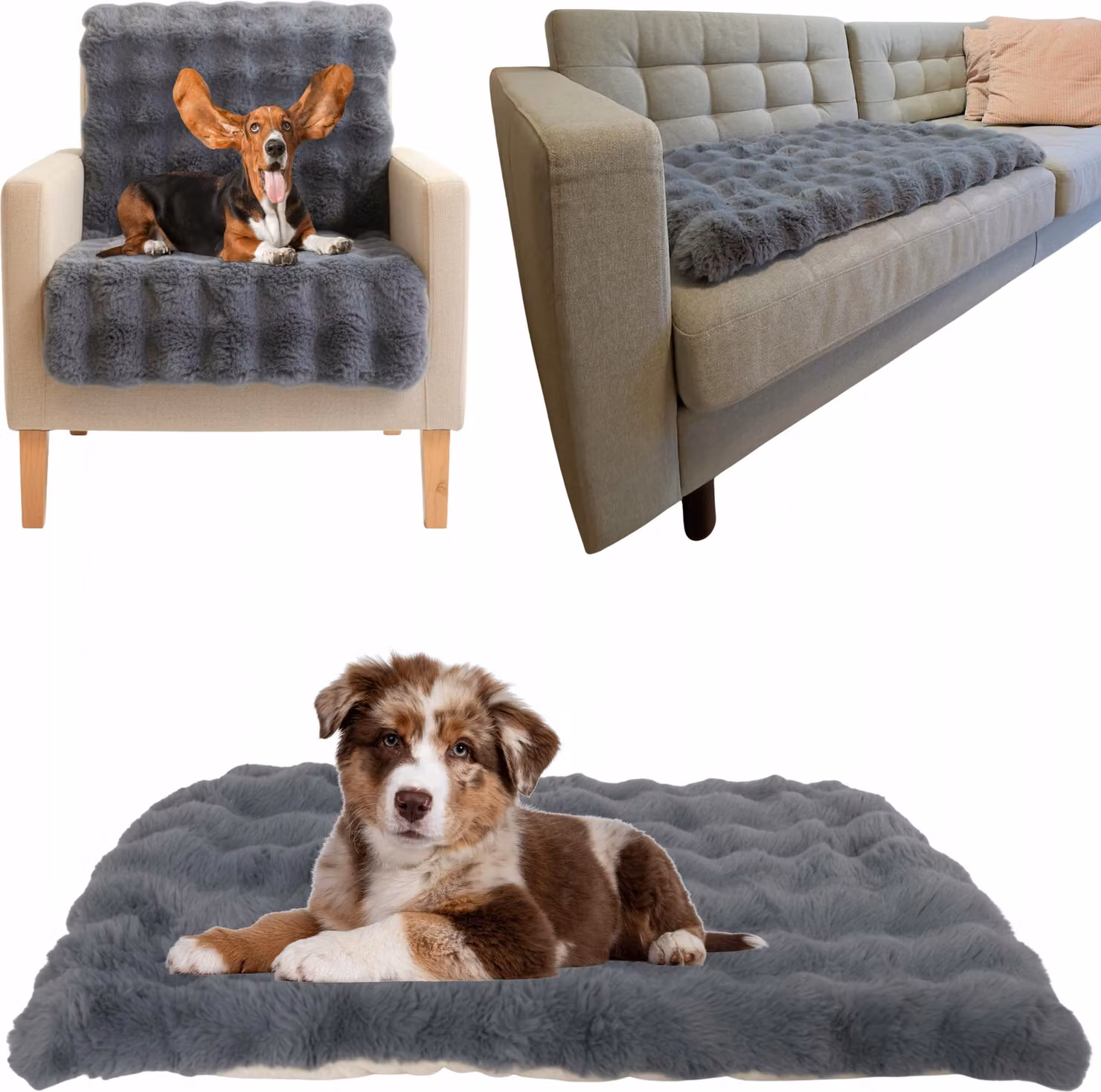 WOBELL | Cuccia per cani 60×90 cm – Peluche "Bubble", fondo antiscivolo, lavabile a 30 °C, tappetino protettivo per divano e letto