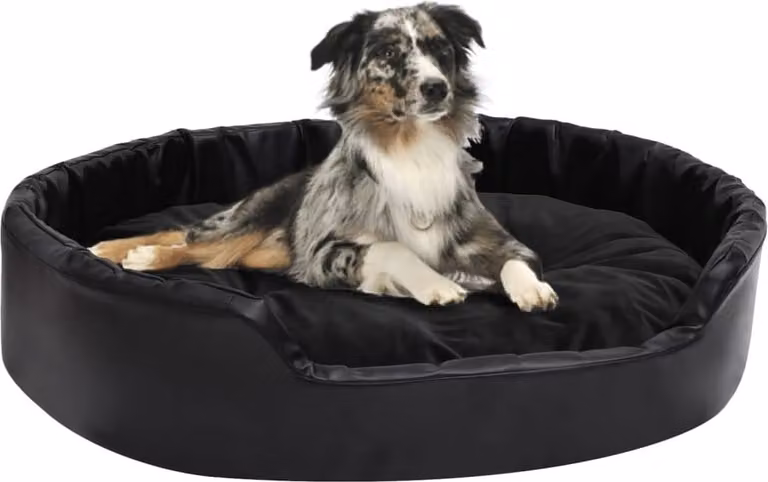 The Living Store Letto per cani nero 90x79x20 cm Peluche e Pelle finta