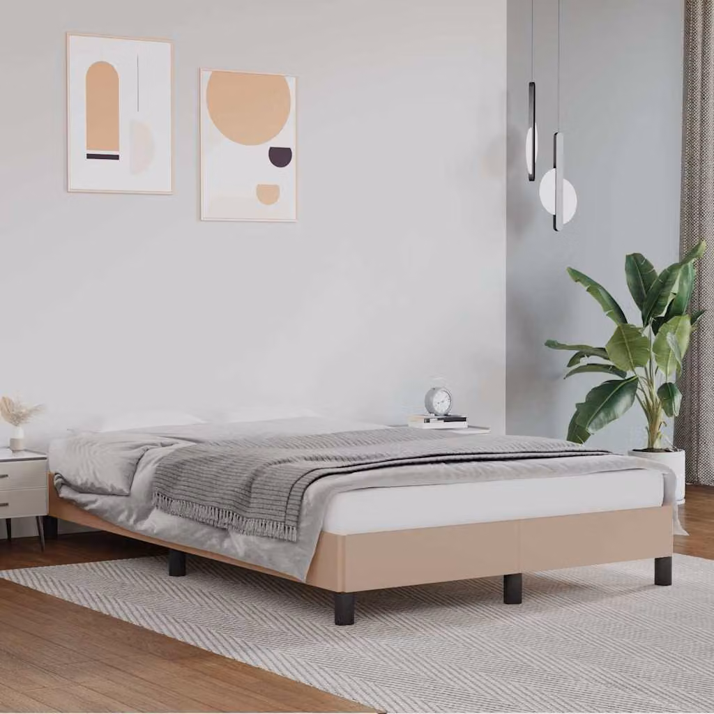 vidaXL Giroletto Imbottito in Similpelle Colore Beige o Marrone L/P/H: 120 x 200 x 25 cm