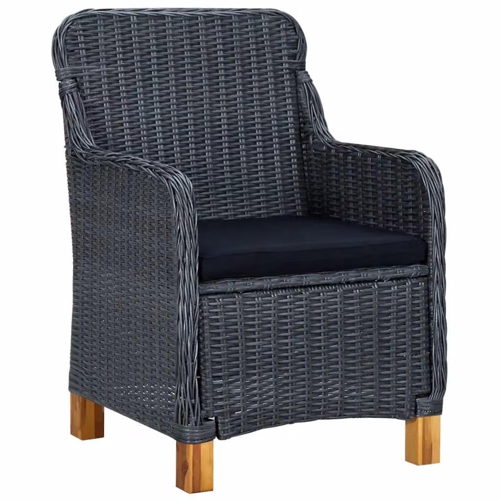 Set da pranzo da giardino vidaXL in polyrattan e legno di acacia con tavolo in vetro, 9 pezzi, grigio e nero – 2