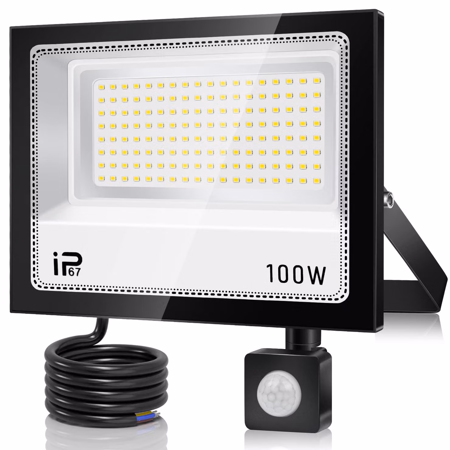 Faretto LED da 100 W, 10.000 lumen, 7000 K, grado di protezione IP67, con sensore di movimento