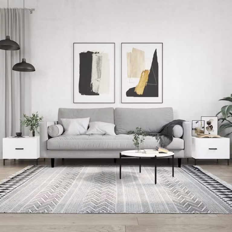 Maison Exclusive - Tavolini da salotto 2 pz. Bianco lucido 50x50x40 cm Materiale ligneo