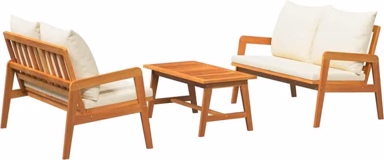Set bistrot con cuscino 3 pcs Marrone Legno di Acacia Massello