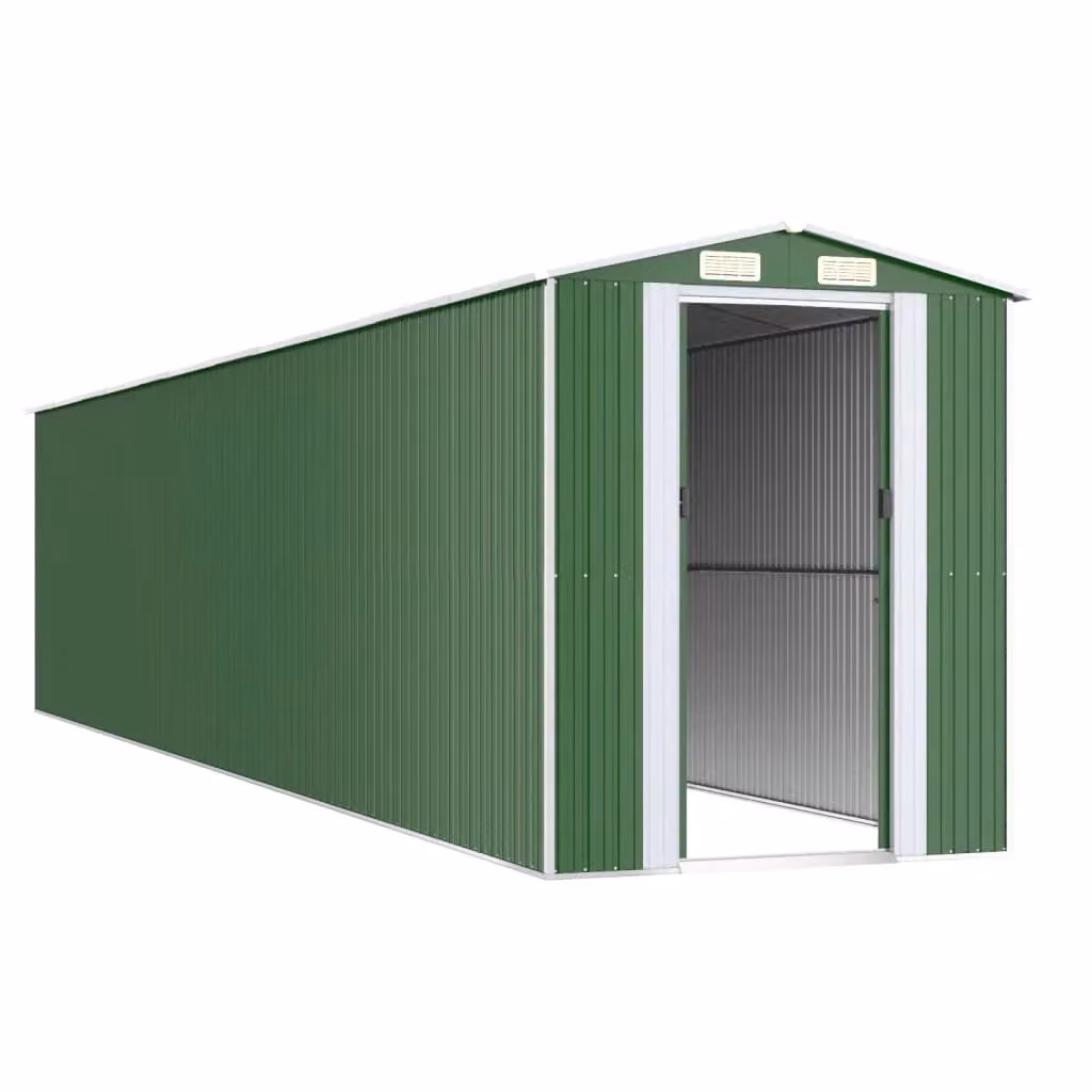 Casetta da giardino e ripostiglio esterno in acciaio zincato verde L: 938 cm, P: 192 cm, H: 223 cm – 2