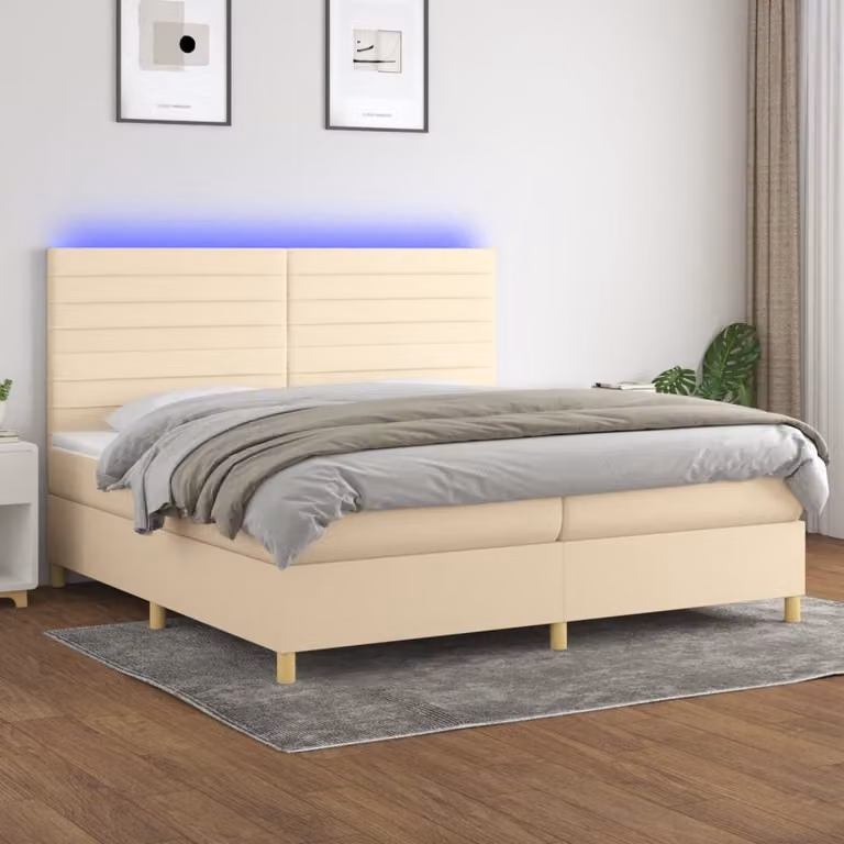 Maison Exclusive - Letto a Molle Materasso e LED bianco 200x200cm in Tessuto