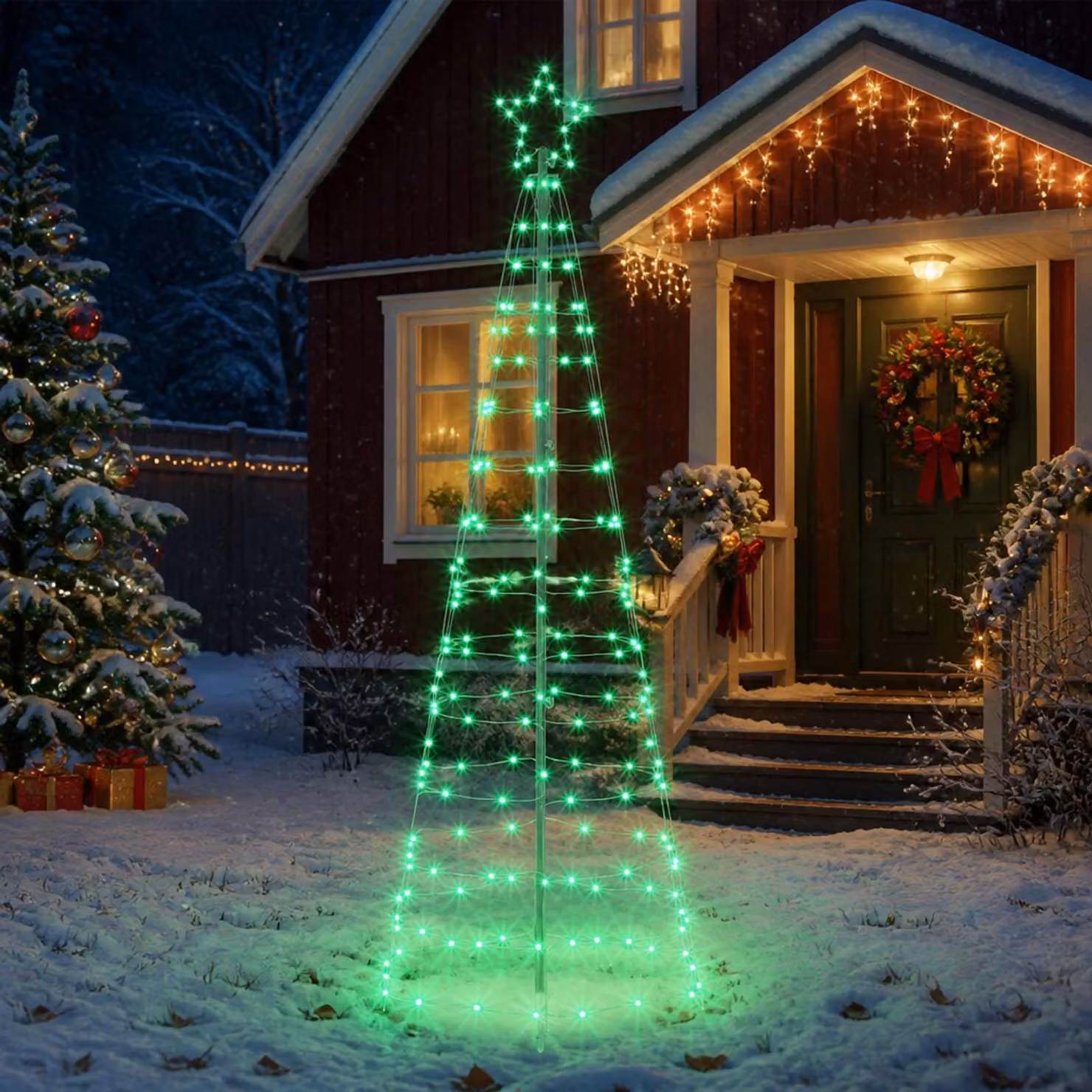 vidaXL Albero di Natale LED 180 cm 168 LED Multicolore Acciaio Nero