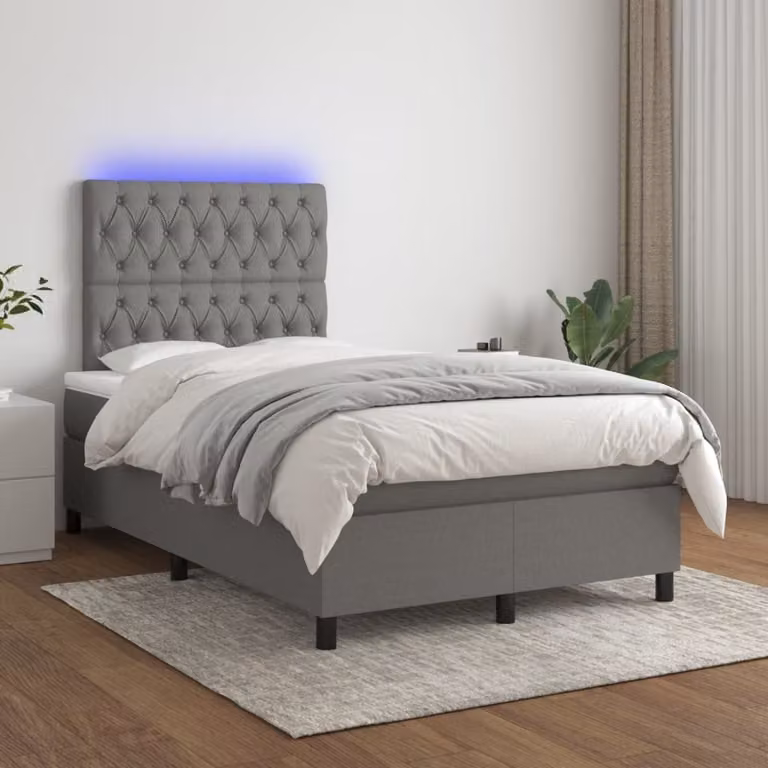 Maison Exclusive - Letto a Molle Materasso e LED Grigio Scuro 120x200cm in Tessuto