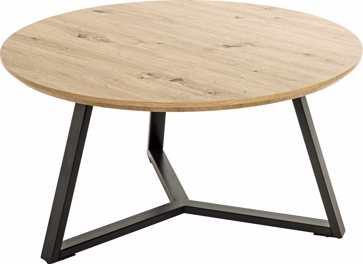 Tavolino HAKU in rovere chiaro e nero - MDF, metallo, L/A/P: 80x42x80 cm