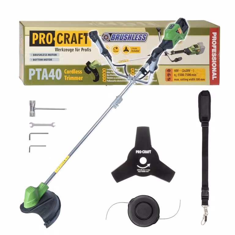 Decespugliatore a batteria Procraft PTA40 40 V (2x 20 V) 300 mm Brushless Solo - senza batteria, senza caricabatterie