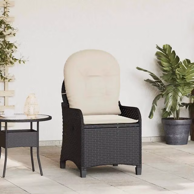 Divano Sedia-Poltrona reclinabile Nero polyrattan