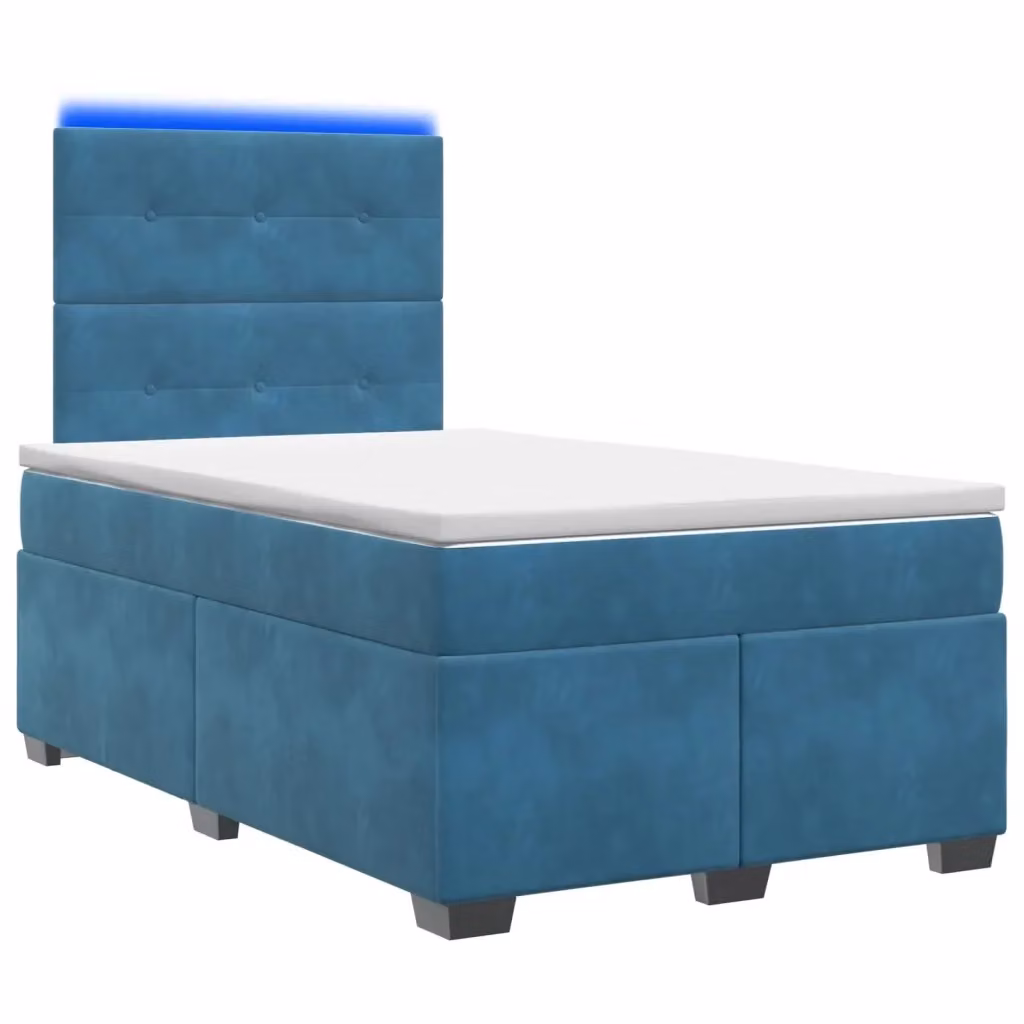 Letto box spring con materasso vidaXL in velluto blu con base a sollevamento, illuminazione sottostante e porta di ricarica USB, L/P/H: 120 x 200 x 140,5 cm – 2