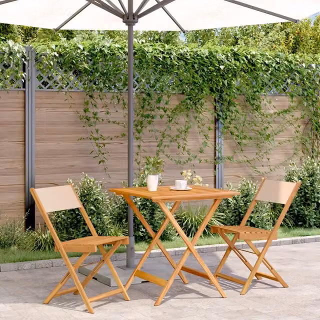 Set da Bistrot vidaXL 3 Pezzi in Legno di Acacia Olio Beige per Giardino e Terrazzo