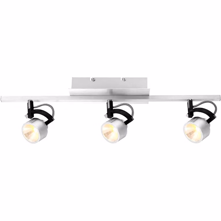 Plafoniera LED, alluminio spazzolato, nero, spot mobili, L 60 cm