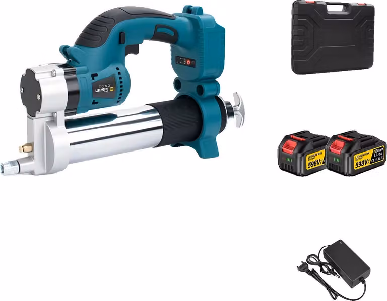 Pistola elettrica per grasso, pressione 10000 PSI, motore senza spazzole, 2 batterie
