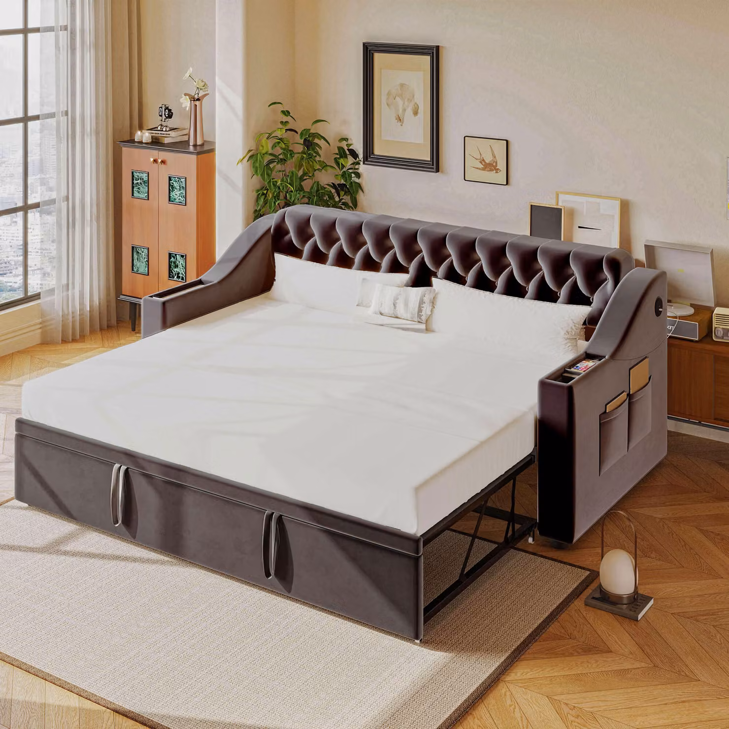 Flieks divano letto divano letto 90x190cm/180x190cm con letto estraibile, letto imbottito daybed con funzione di carico, letto per giovani letto per ospiti, velluto, grigio scuro