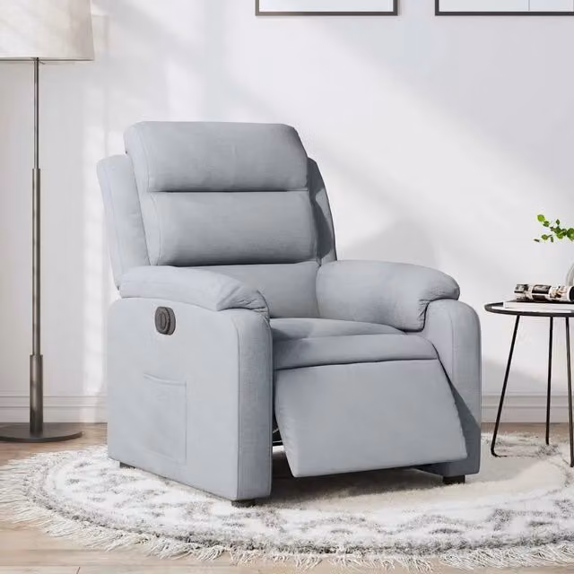 Poltrona Elettrica Reclinabile-Divano Sedia Grigio Chiaro in Tessuto 928458