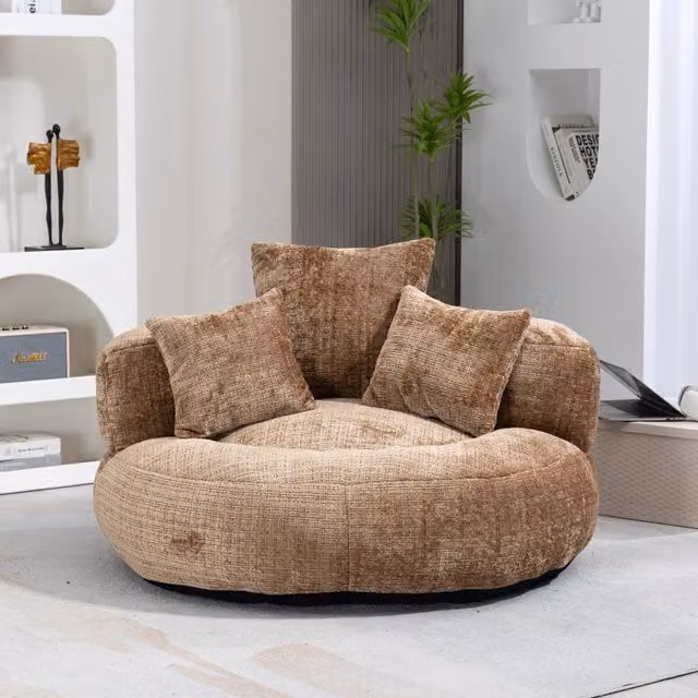 Poltrona Sacco in Ciniglia REDOM Colore Marrone L/P/H: 108 x 108 x 52 cm
