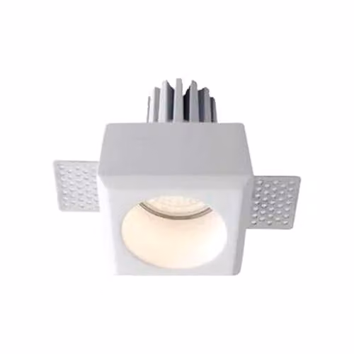 Portafaretto LED da Incasso Quadrato GU10 Corpo in Gesso Bianco
