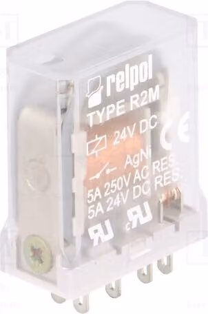 1 relè: elettromagnetico. Bobina: 24VDC 5A / 250VAC 10A. Modello: R2M-2012-23-1024. Elettrico