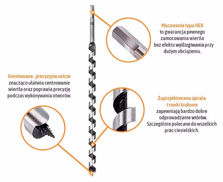 Trapano a spirale - Elica 12x460 mm / TEGER