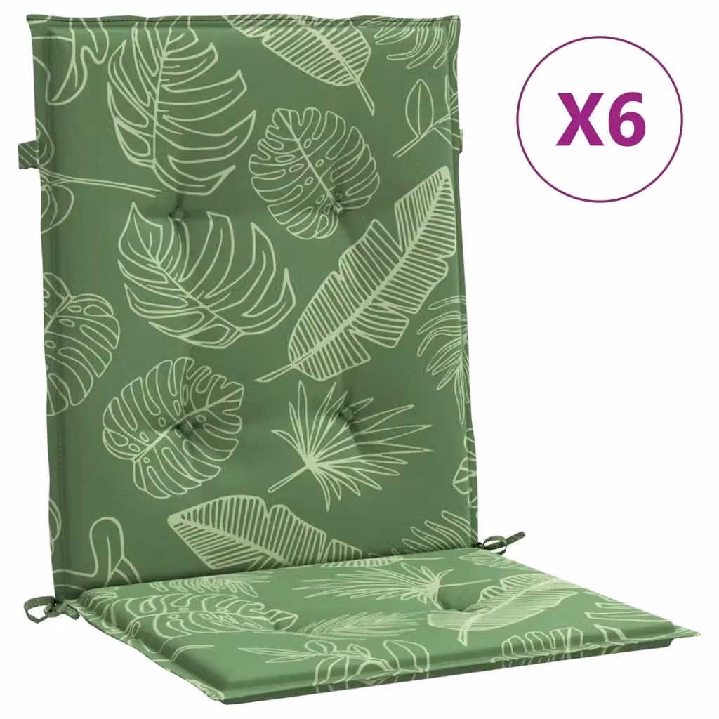 Set di 6 cuscini posteriori vidaXL in tessuto Oxford verde con design a foglia, impermeabili e resistenti ai raggi UV – 2