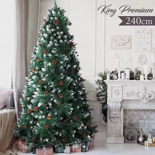 Albero di Natale Bakaji Verde con Pigne, Altezza: 250 cm