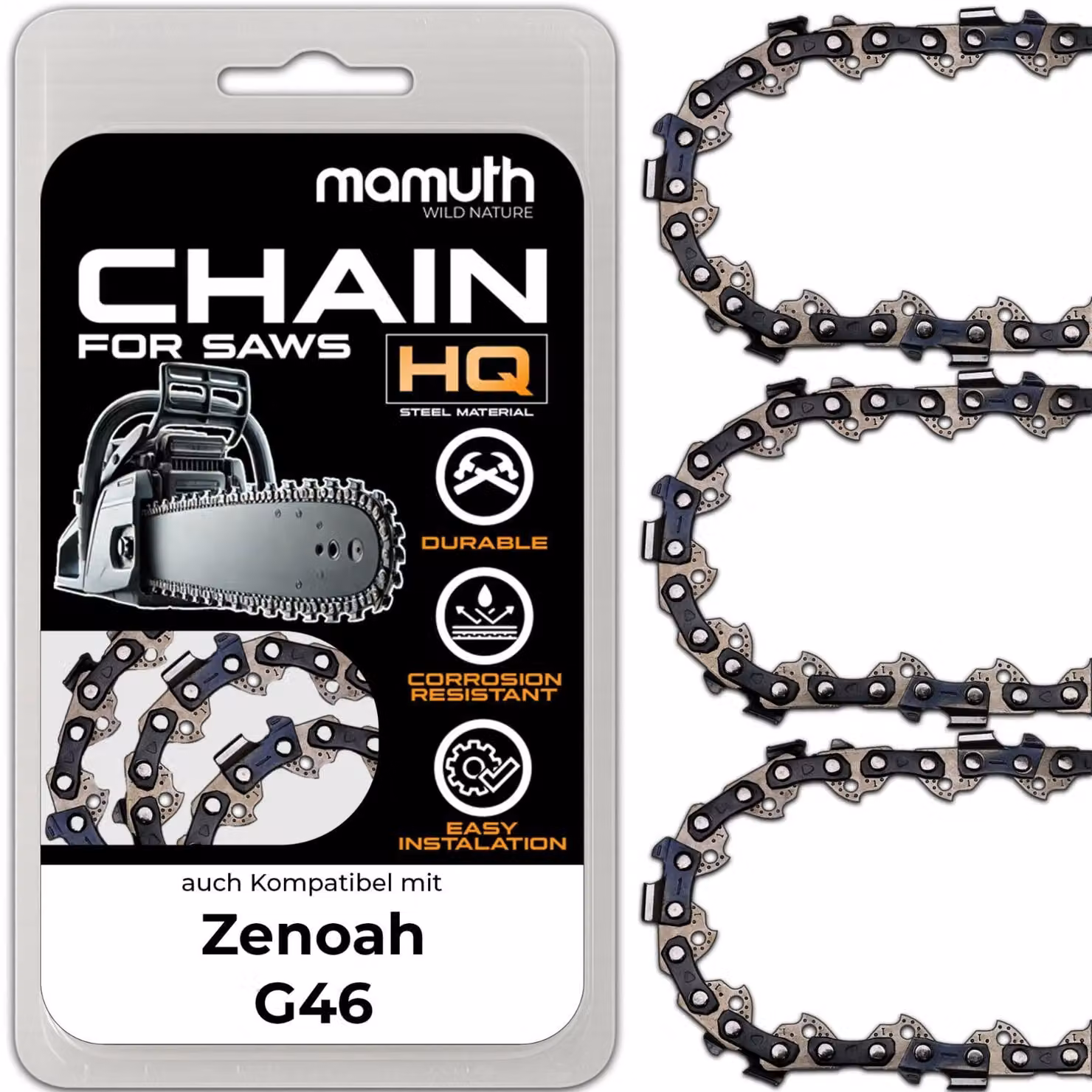 3 catene per motosega, lunghezza 45 cm, passo 1,5 mm, larghezza 0,325", 72 maglie, compatibili con motoseghe Zenoah G46