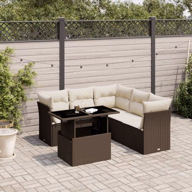 Maison Exclusive - Set Divano da Giardino 6 pz con Cuscini Marrone in Polyrattan