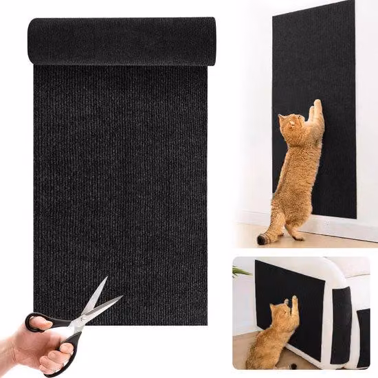 Tappetino autoadesivo per gatti, 200x30 cm, tappetino nero da parete per gatti, tappetino autoadesivo per gatti, tappetino da parete e per mobili per gatti