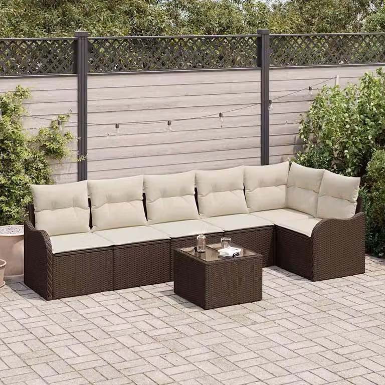 Maison Exclusive - Set Divano da Giardino 7 pcs Grigio polyrattan